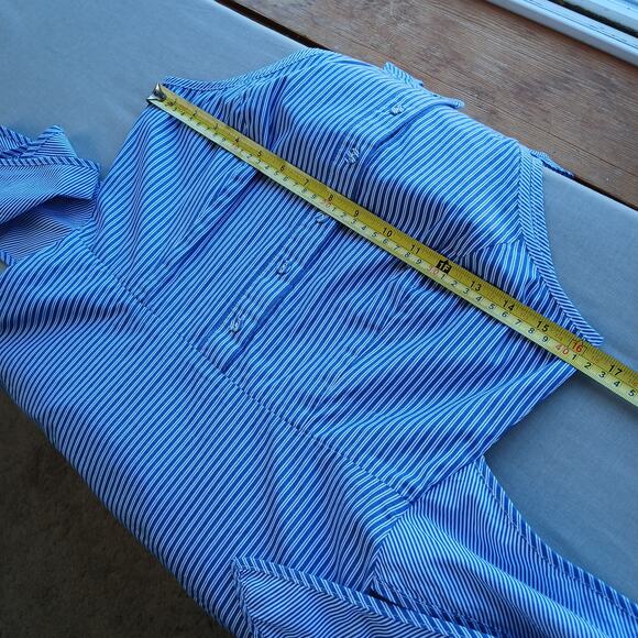 Parker Lauralie Combo Dress size 4 blue stripes halter fit & flare cotton lined - Picture 8 of 14